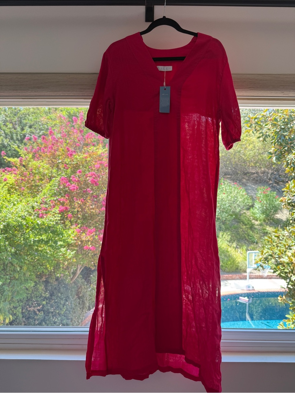 Lake Women's Fuschia V-Neck Cotton Dres